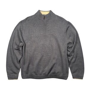 George Quarter-Zip Sweater Mens XL Charcoal‎ Grey New Cotton Blend Mock Neck